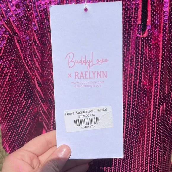 Buddy love x Raelynn 2 piece Laura sequin set. Merlot. Size medium. NWT! - Picture 5 of 6